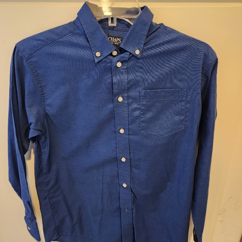 Chaps Boys Royal Blue Long Sleeve Button-Down Shirt Size 14